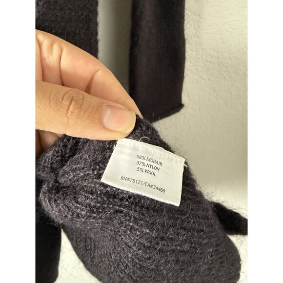 Eileen Fisher Mohair Wool Open Knit Snap Button Longline Cardigan Deep Purple S - Picture 8 of 9